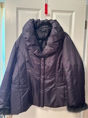 Anisette Short Puffer Jacket with Fur Cuffs